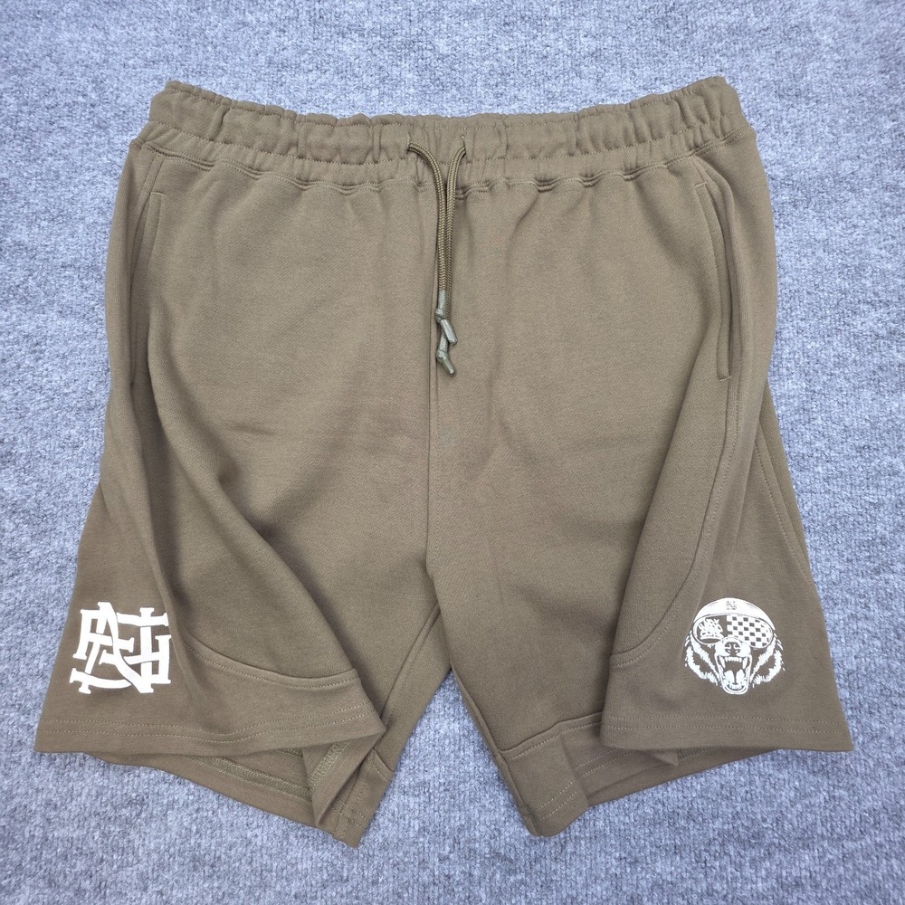 Flag Nor Fail Sweat Shorts Men's 2XL Olive Green Stretch Drawstring